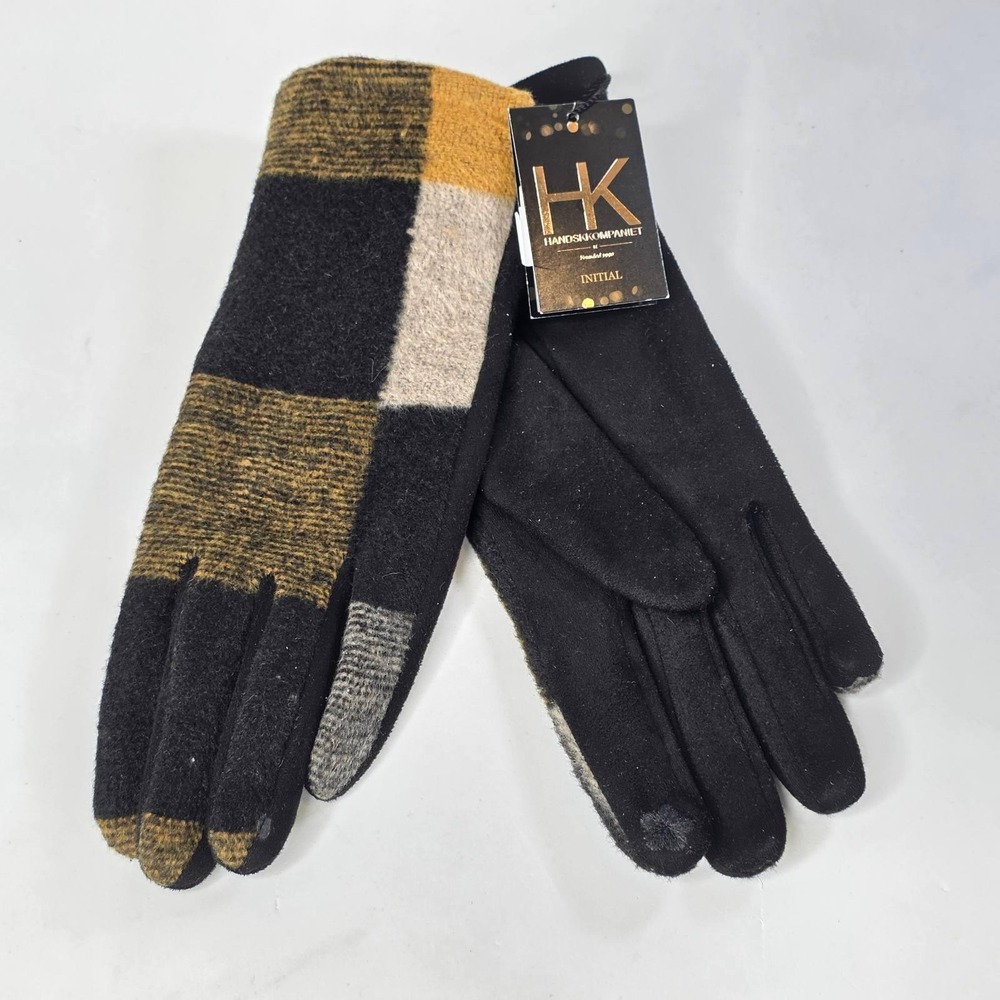 Handskkompaniet Initial Ladies Gloves Yellow‎ Black Block Touchscreen New
